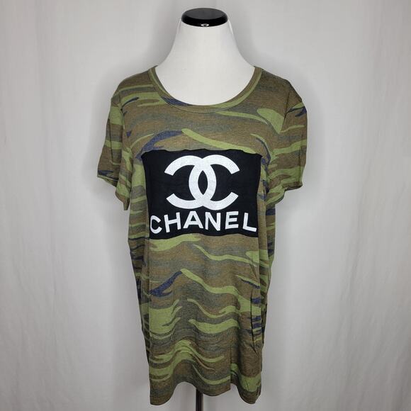Designer-Ish Tops - Designer-Ish Camo Black Patch Tee Shirt Upcycled Top NEW XXL 2X